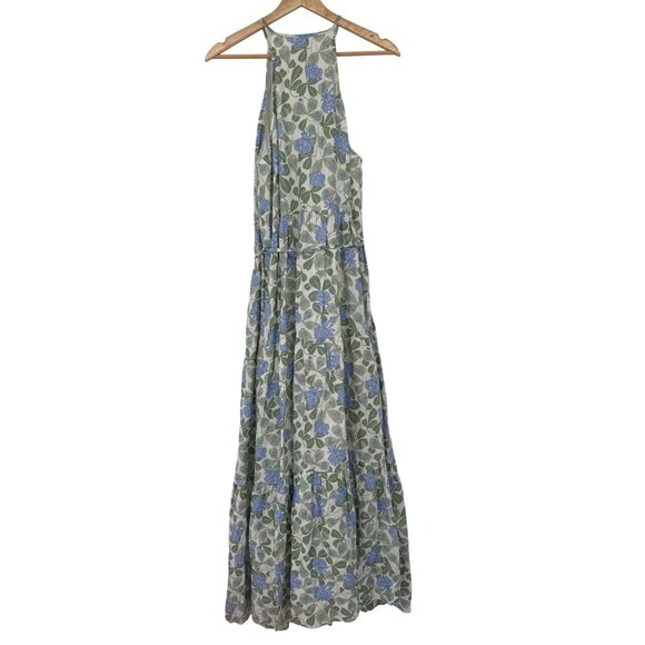 Hermoza linen Hilda maxi dress sz large Floral pleated sleeveless tiered new - Picture 6 of 9